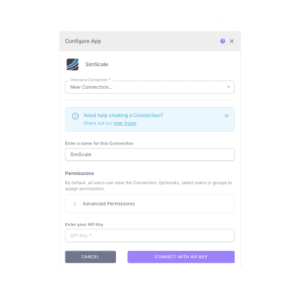 Form to connect SimScale and Violet Labs via API