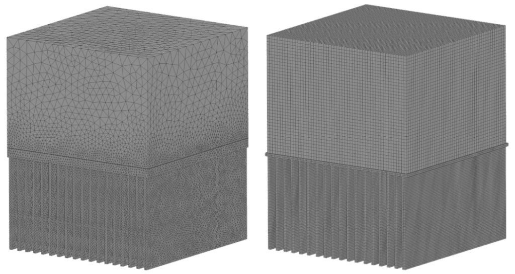 ibm and chtv2 meshes validation case heat sink
