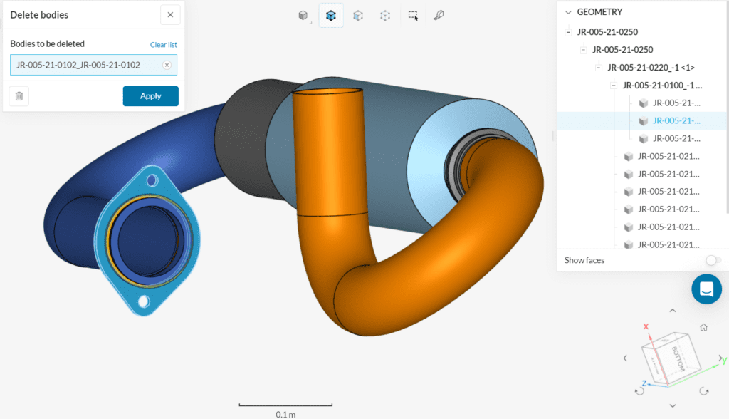 Delete bodies in CAD Mode