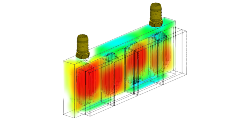 electronics cooling volume render of the temperature of the system