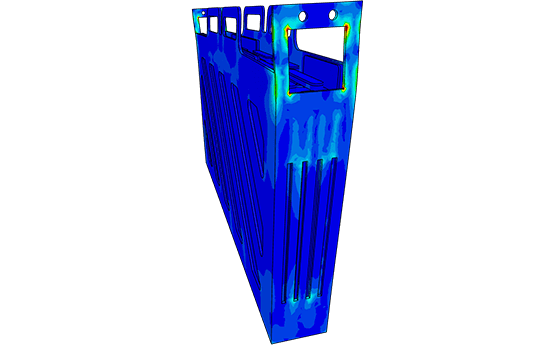 Structural vibration analysis of an EV battery pack. 
