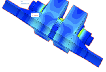 stress contours developed due to bolt preload flange
