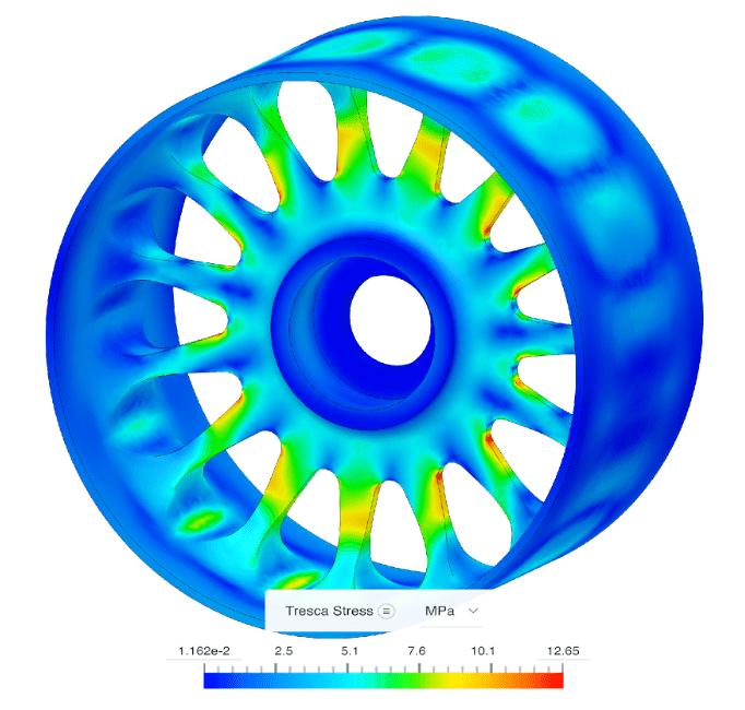 Team Zephyros race car Wheel Tresca Stress